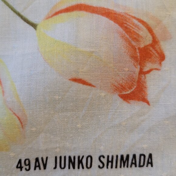 Vintage Junko Shimada Designer Handkerchief 18" Tulip Floral Japan - Picture 2 of 2
